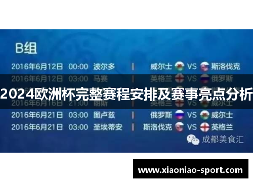 2024欧洲杯完整赛程安排及赛事亮点分析